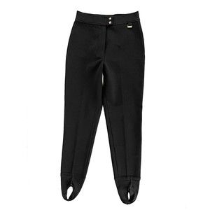 Edelweiss Stirrup Leg Ski Pants 8 Black High Waisted Nylon Wool Stretch New VTG